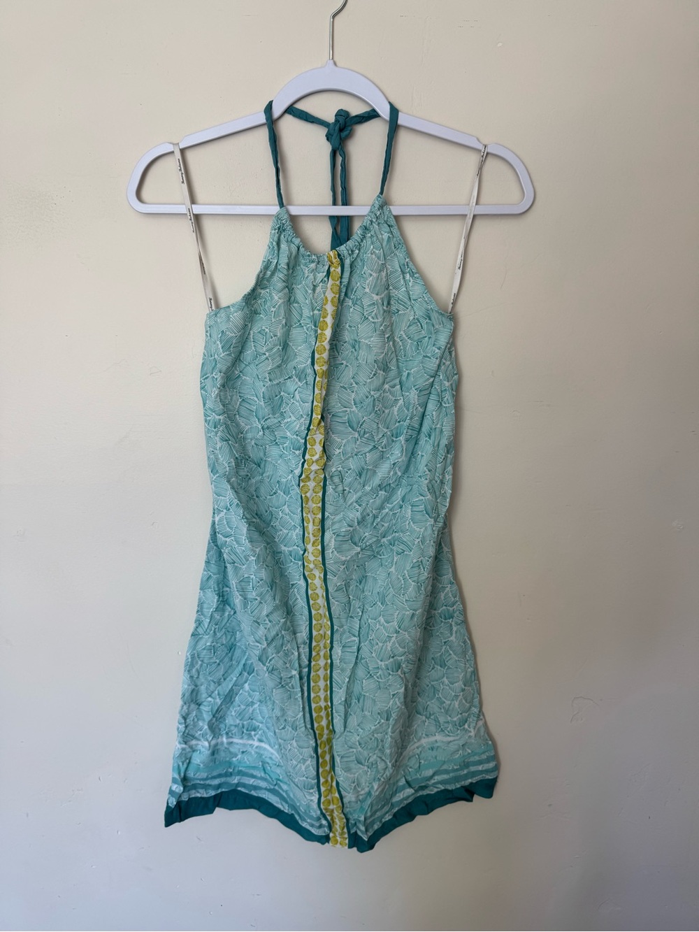 Tommy Bahama Aqua Halter Sun Dress with Yellow Trim